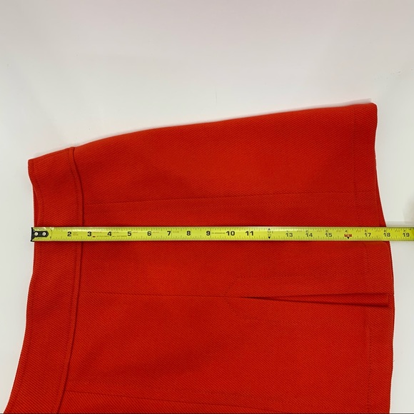 LOFT Ann Taylor Solid Orange Slit Front Cross Weave Lined Mini Skirt Size 2 - Picture 16 of 16